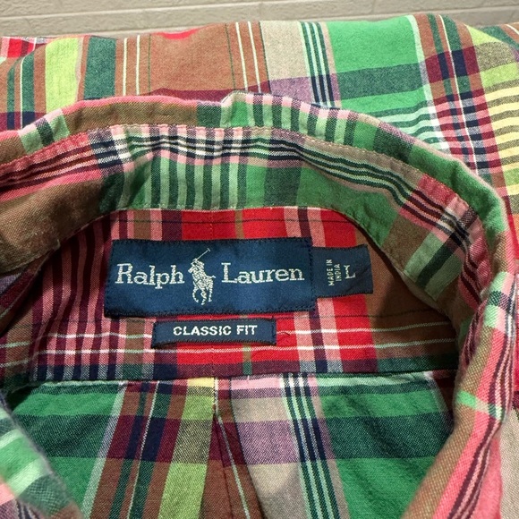 Ralph Lauren Red and Green Plaid Men's Shirt - Picture 4 of 4